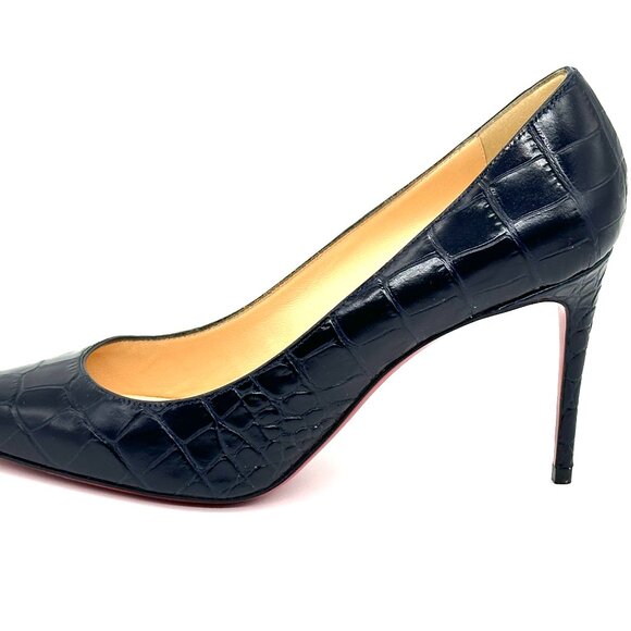 Christian Louboutin KATE 85 Crock Calf Ali leather Heels Pumps Shoes Black - Picture 4 of 15